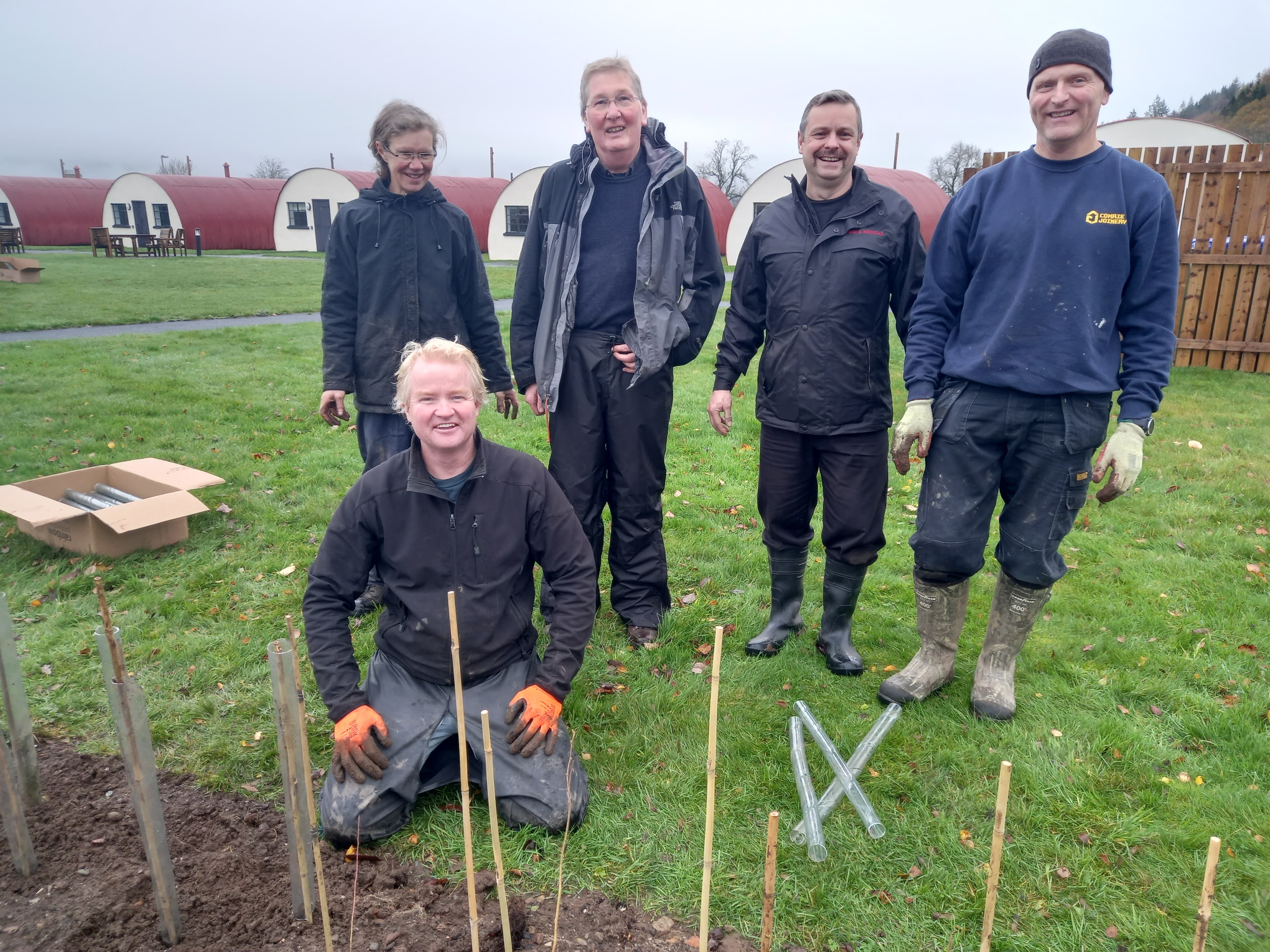 Volunteers at a tree planting session at Cultybraggan Camp